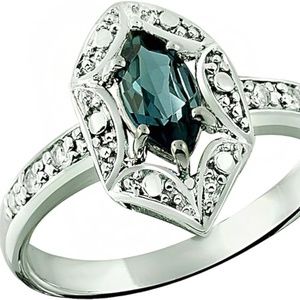 Sterling Silver London Blue Topaz Victorian Style Ring